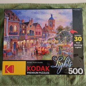 New Kodak Beary Patch Park Premium 500 pc Lighted Jigsaw Puzzle Sealed